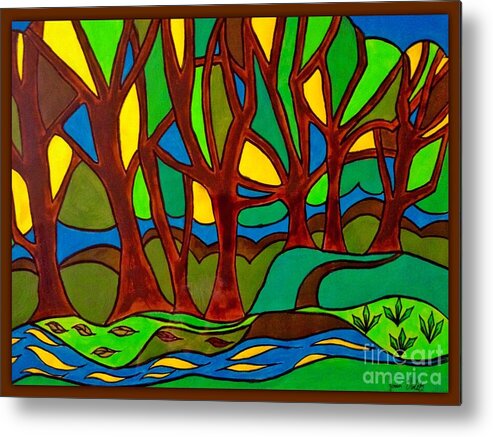 Botanic Gardens Metal Print featuring the painting Abstract of The Otter Pool by Joan-Violet Stretch