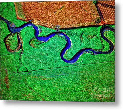 Aerial Metal Print featuring the photograph Aerial Farm Stream 3 by Tom Jelen