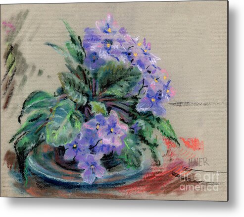 African Violets Metal Print featuring the drawing African Violet by Donald Maier