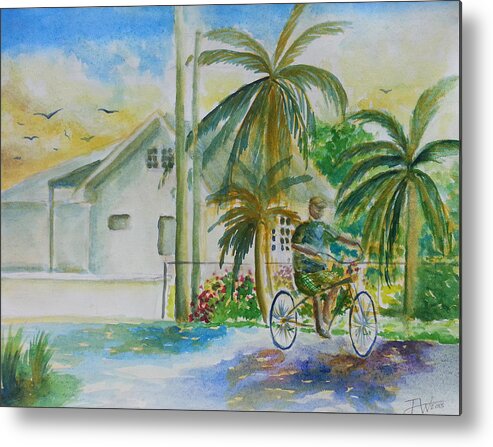 Bicycle Metal Print featuring the painting Afternoon Ride by Jerome Wilson