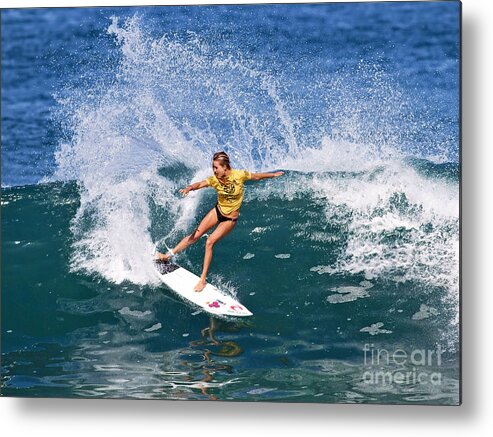 Alana Blanchard Metal Print featuring the photograph Alana Blanchard Surfing Hawaii by Paul Topp