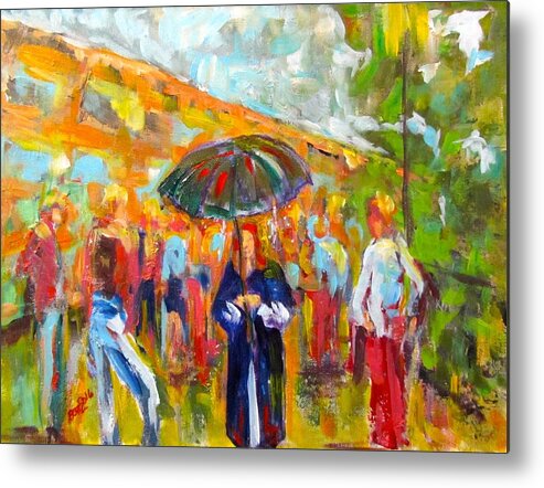 People Metal Print featuring the painting Alone in a Crowd by Barbara O'Toole