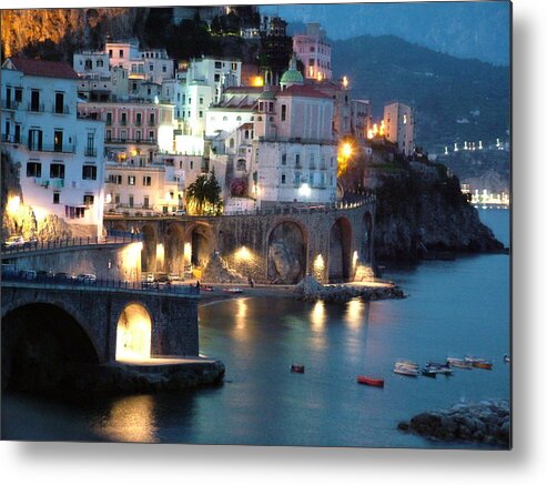 Horizontal Metal Print featuring the photograph Amalfi Coast at Night by Donna Corless