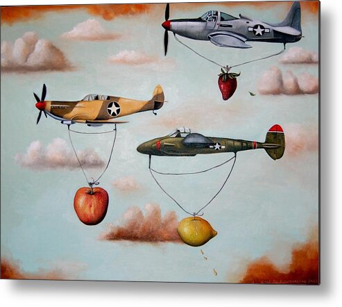 Planes Metal Print featuring the painting Amazing Race 2 by Leah Saulnier The Painting Maniac