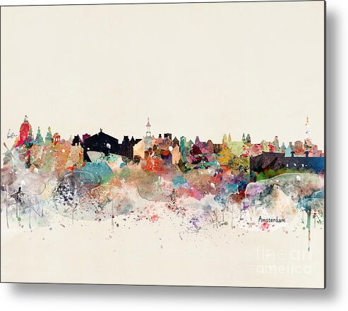 Amsterdam Metal Print featuring the painting Amsterdam Skyline by Bri Buckley