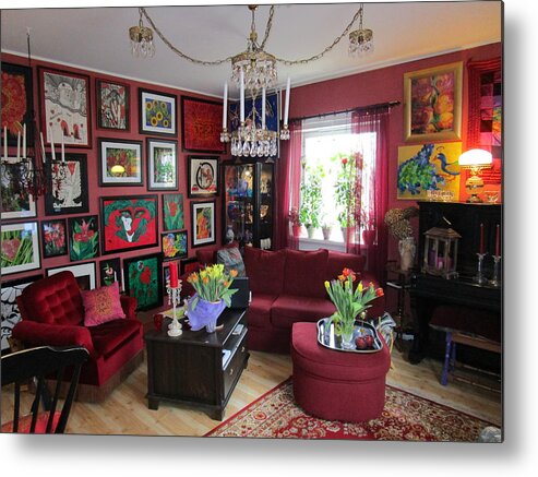 Pictures Metal Print featuring the photograph An Artists Livingroom by Rosita Larsson