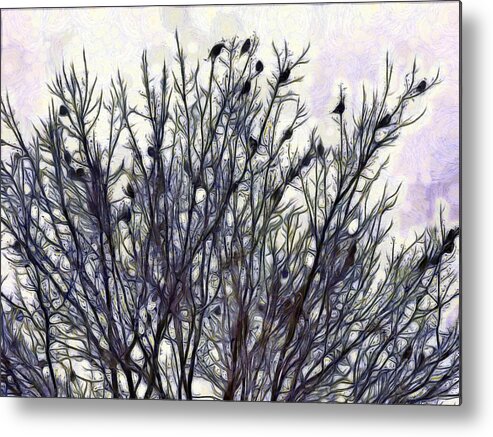 Cedar Waxwing Metal Print featuring the photograph An Ear Full Of Waxwing by Leslie Montgomery