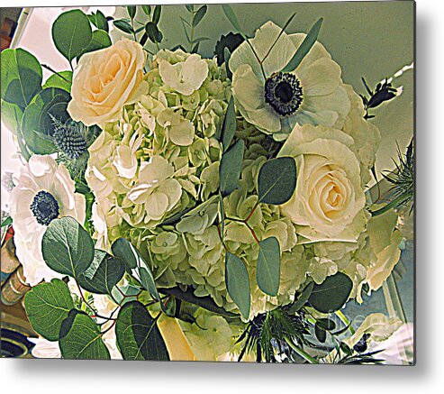 Photography Metal Print featuring the photograph Anemones and Roses by Nancy Kane Chapman