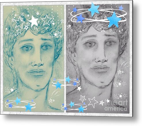Angels Metal Print featuring the drawing Angelic Celestial Portrait 2 by Joan-Violet Stretch