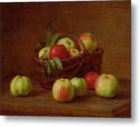 Apples Metal Print featuring the painting Apples in a Basket and on a Table by Henri Fantin-Latour