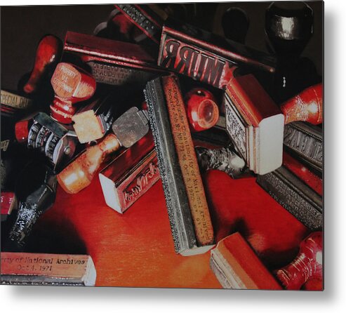 Stampers Metal Print featuring the painting Archived by Denny Bond