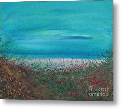 Beach Metal Print featuring the painting Arrival by Corinne Carroll