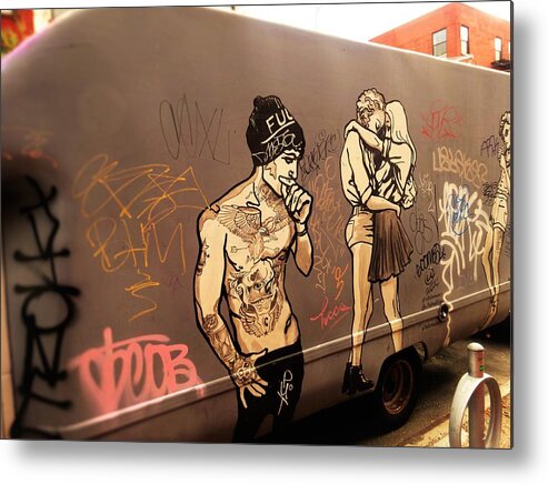 Truck Metal Print featuring the photograph Artsy Love Scenes on New York Truck by Funkpix Photo Hunter