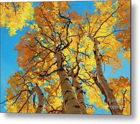 Aspen Trees Metal Print featuring the painting Aspen Sky High 2 by Gary Kim