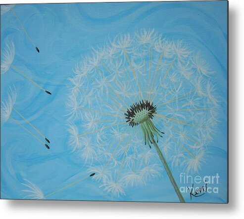 Dandelion Metal Print featuring the painting Attack on the Garden by Kerri Sewolt