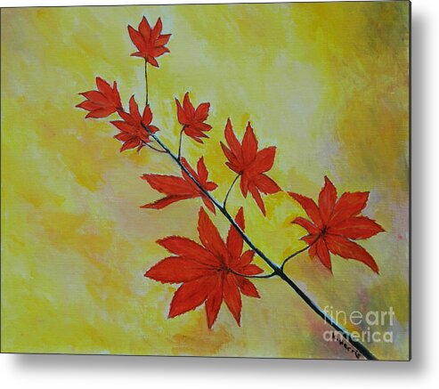 Plant Metal Print featuring the painting Autumn Branch by Kenneth Harris