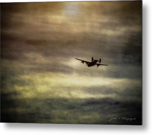 Photographs Metal Print featuring the photograph World War II B24 Bomber in Flight by John A Rodriguez