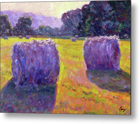 Impressionist Metal Print featuring the painting Bales of Hay by Michael Camp