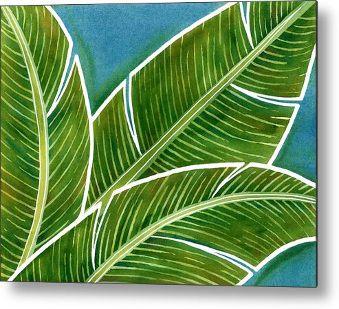 Hawaii Metal Print featuring the painting Banana Leaf Abstract by Julie Senf