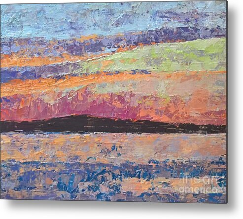 Original Acrylic Painting Metal Print featuring the painting Bass Lake, Michigan by Lisa Dionne