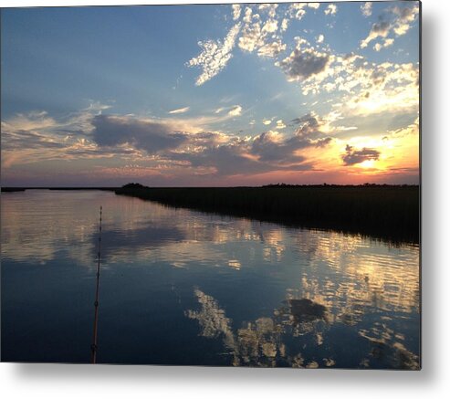 Sunset Metal Print featuring the photograph Bayou Fishing by Jerry Connally