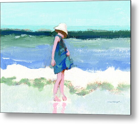 Beach Girl Metal Print featuring the painting Beach Girl by J Reifsnyder