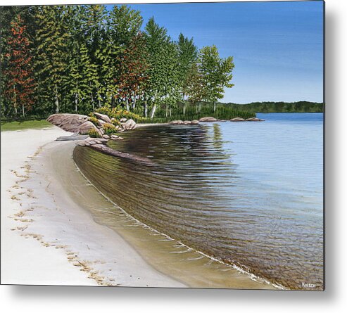 Landscapes Metal Print featuring the painting Beach in Muskoka by Kenneth M Kirsch
