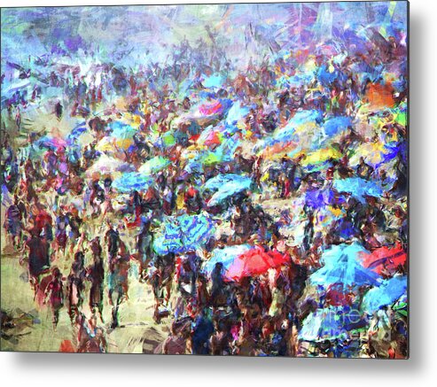 Digital Painting Metal Print featuring the digital art Beach Umbrellas by Phil Perkins