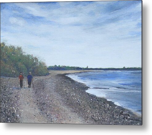 Beach Metal Print featuring the painting Beachcombers by Ruth Kamenev