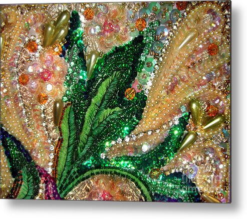 Abstract beadwork mosaic with rhinestones and pearl beads Canvas