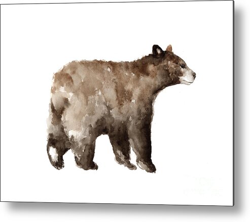 Bear Metal Print featuring the painting Bear Drawing Watercolor Painting by Joanna Szmerdt