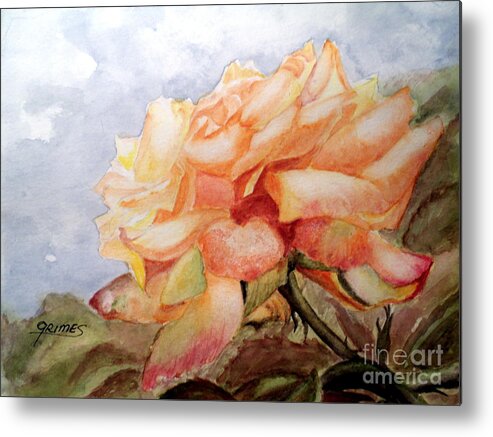 Roses Metal Print featuring the painting Beauty in Yellow by Carol Grimes