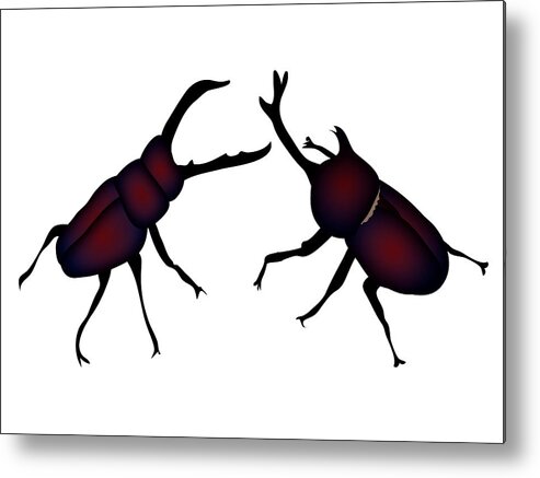  Metal Print featuring the digital art Beetle and Stag beetle by Moto-hal