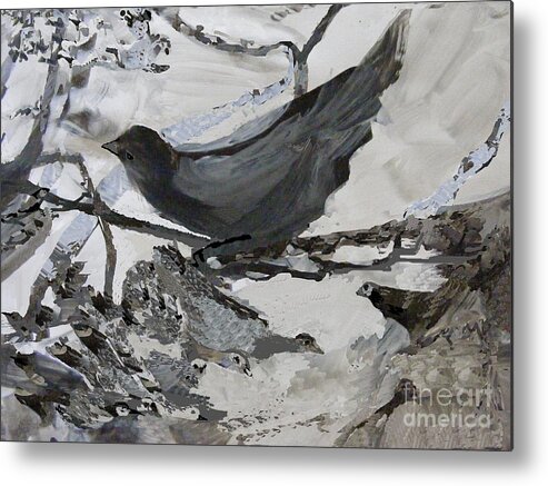 Gouache Abstract Bird Painting Metal Print featuring the digital art Birds of a Feather by Nancy Kane Chapman