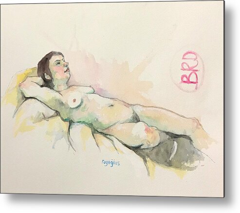 Female Nude Metal Print featuring the painting Birdy III by Ray Agius