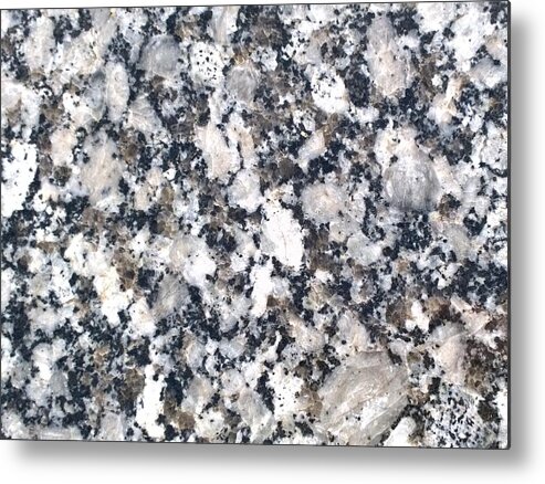 Black Metal Print featuring the photograph Black and White Polished Granite Abstract by Delynn Addams