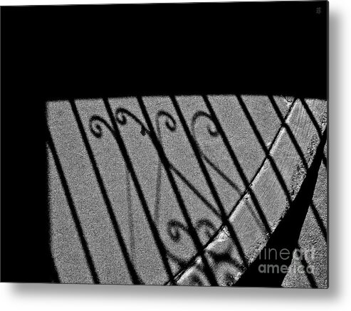 Abstract Metal Print featuring the photograph Black and White Reach by Fei A