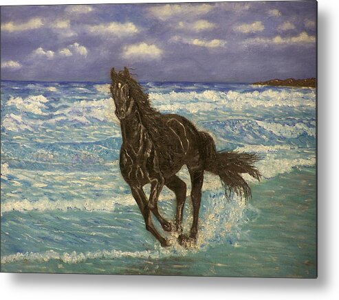 Horse Metal Print featuring the painting Black Beauty by Charles Vaughn