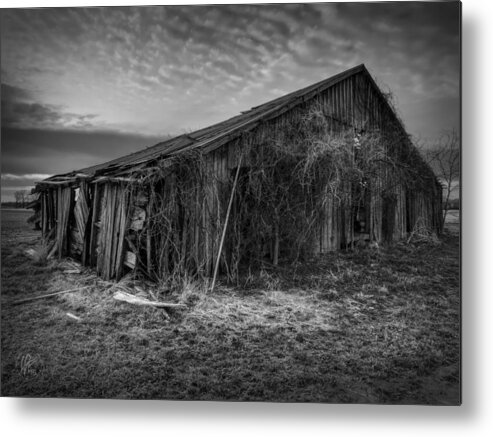 Barn Metal Print featuring the photograph Blighted Barn 002 BW by Lance Vaughn