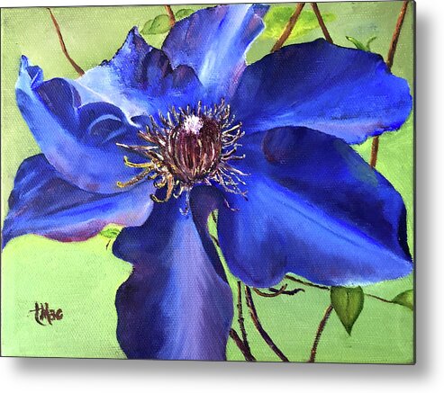 Floral Metal Print featuring the painting Blue Clematis by Terry R MacDonald