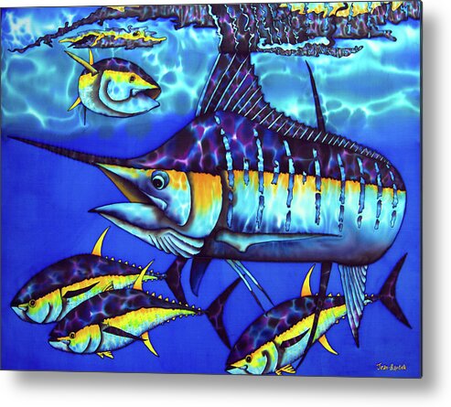  Yellowfin Tuna Metal Print featuring the painting Blue Marlin Fish by Daniel Jean-Baptiste