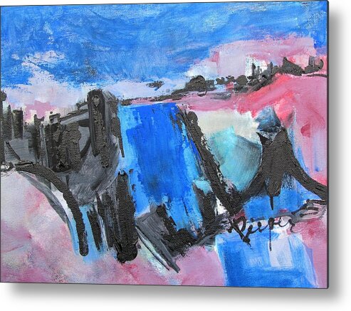 Blue Square Front And Center Metal Print featuring the painting Blue Square by Betty Pieper