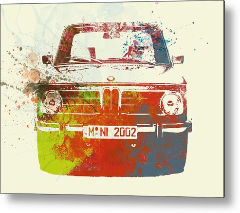 Bmw 2002 Metal Print featuring the painting BMW 2002 Front Watercolor 2 by Naxart Studio