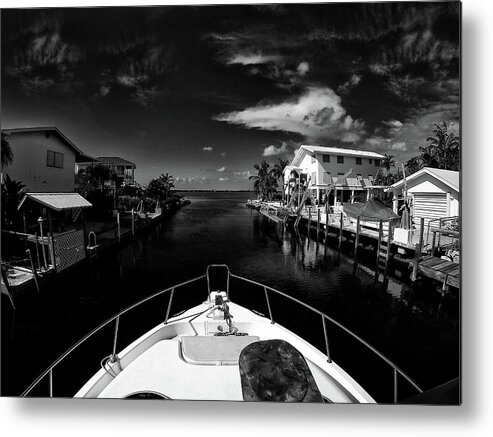 Black & White Metal Print featuring the photograph Boat Ride by Kevin Cable