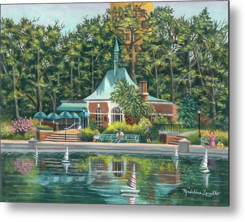 Boathouse Canopy Metal Print featuring the painting BoatHouse In Central Park, N.Y. by Madeline Lovallo
