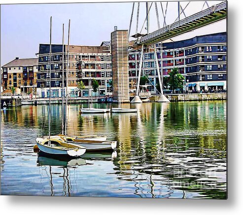 Royal Victoria Dock Metal Print featuring the photograph Boats Becalmed RVD by Jack Torcello