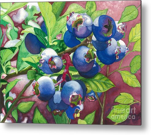 Blueberries Metal Print featuring the painting Bold and Blue by Barbara Jewell