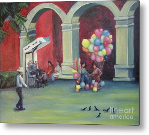 Mexico Metal Print featuring the painting Boleo en la Plaza by Lilibeth Andre