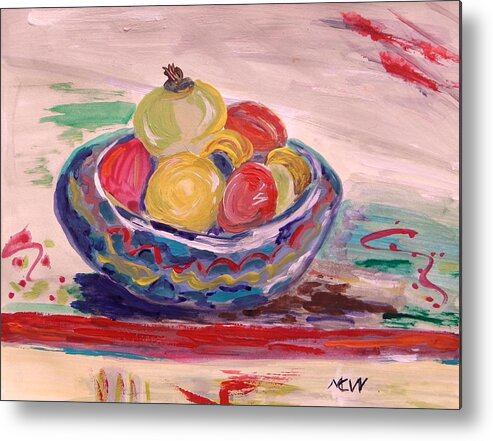 Fruit Metal Print featuring the painting Bowl on a Red Edge by Mary Carol Williams