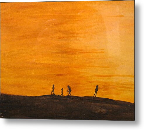Boys Metal Print featuring the painting Boys at Sunset by Ian MacDonald
